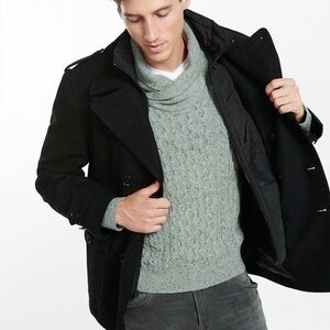 NWT EXPRESS WOOL PEA COAT FOR MEN - double breasted zipper pockets